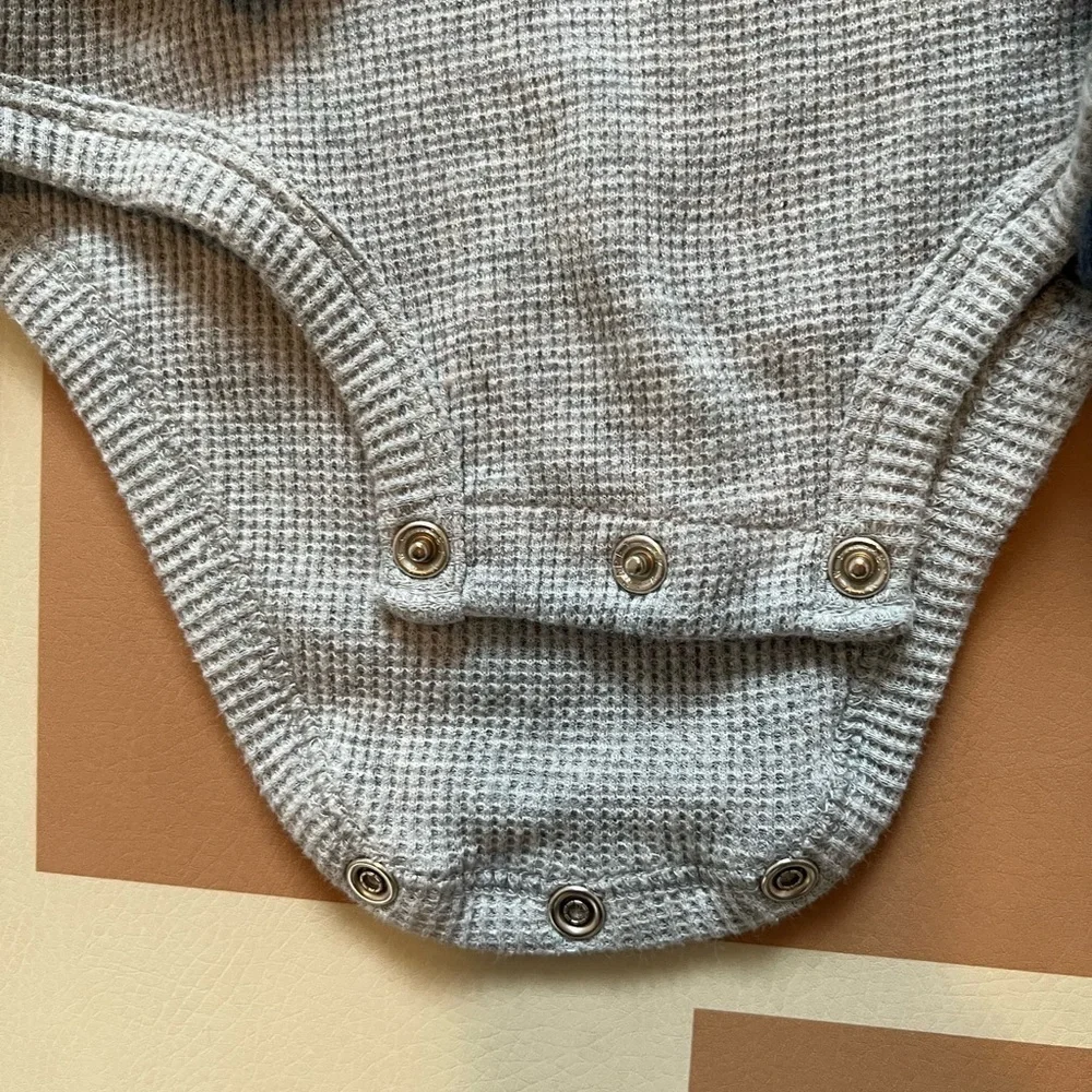 Trio of adorable waffle knit long sleeve onesies - Picture 2 of 5